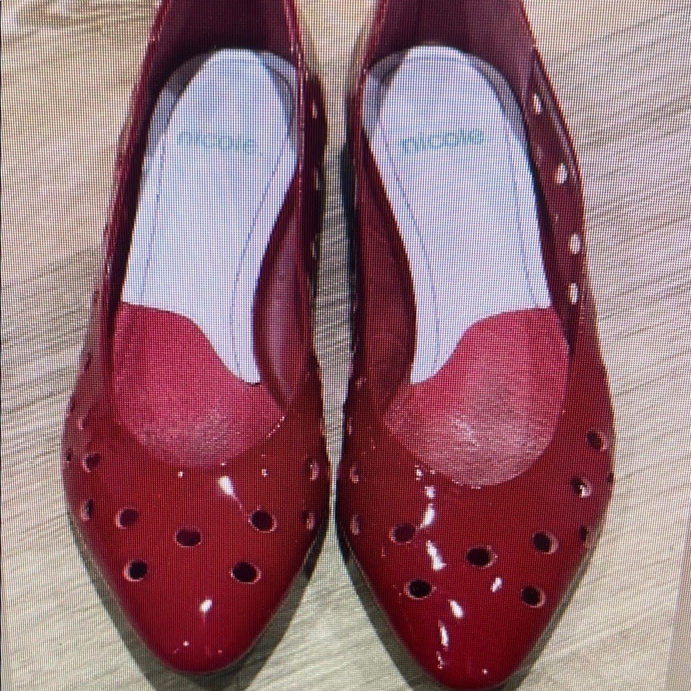 Red Perforated Women's Shoes